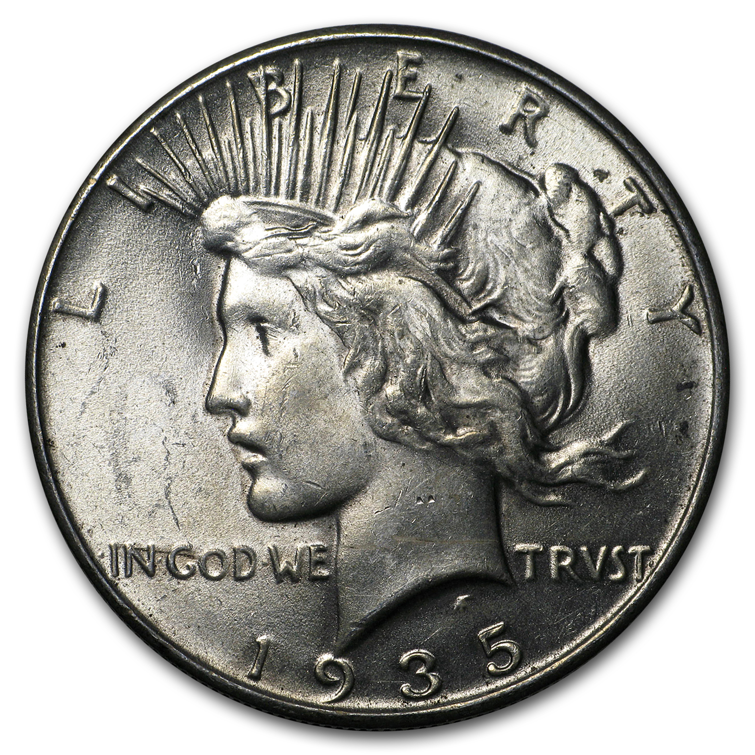 Buy 1935 Peace Dollar BU Details (Cleaned)