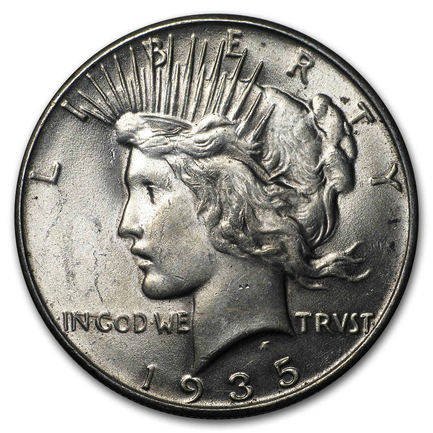 Buy 1935 Peace Dollar BU Details (Cleaned)