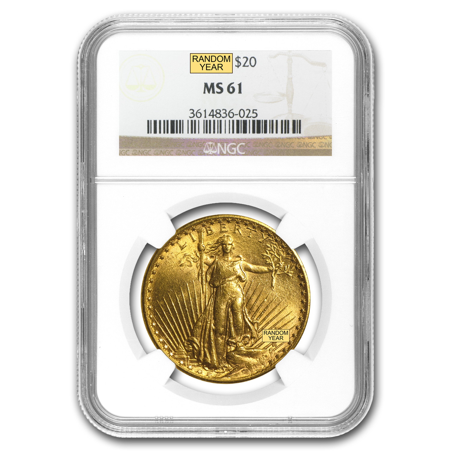 Buy $20 Saint-Gaudens Gold Double Eagle MS-61 NGC (Random)