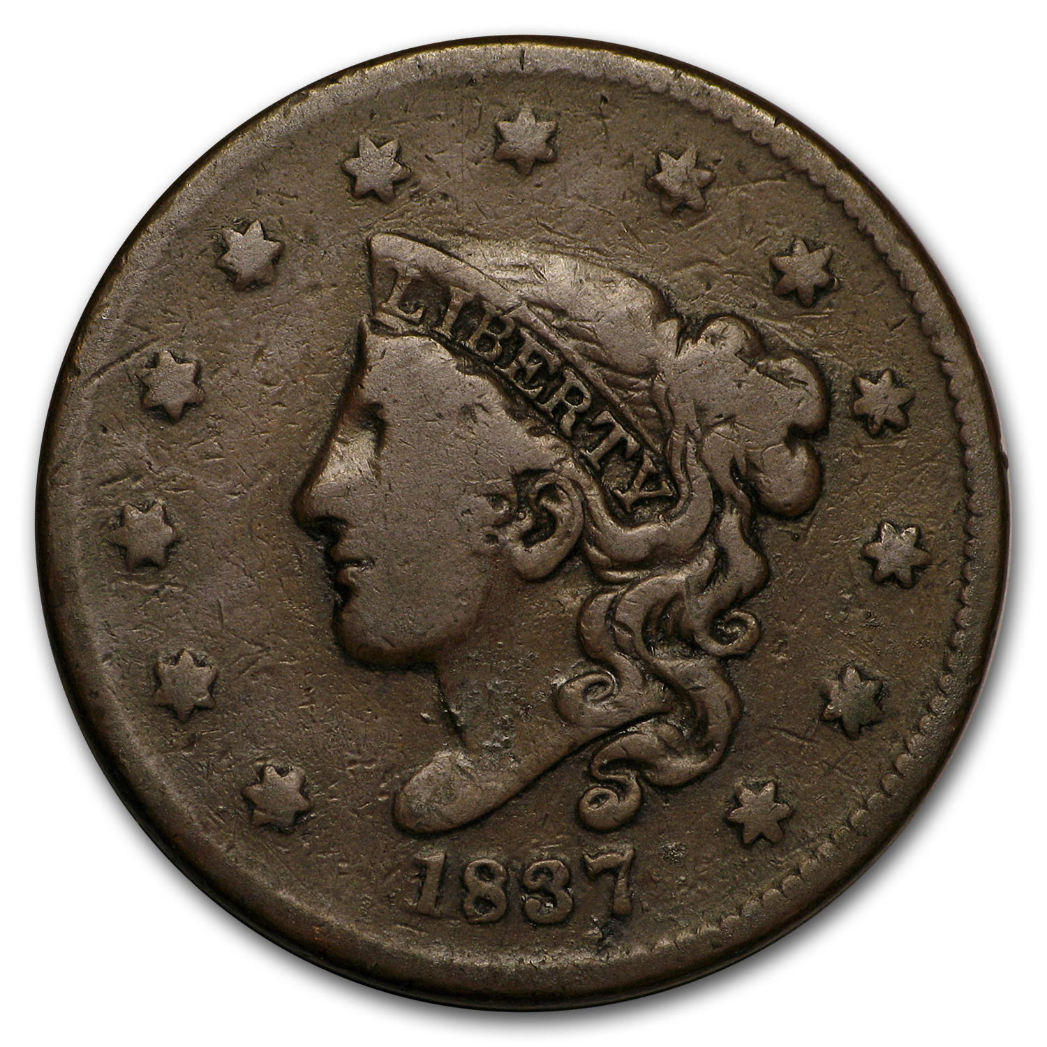 Buy 1837 Large Cent Head of 1838 Fine