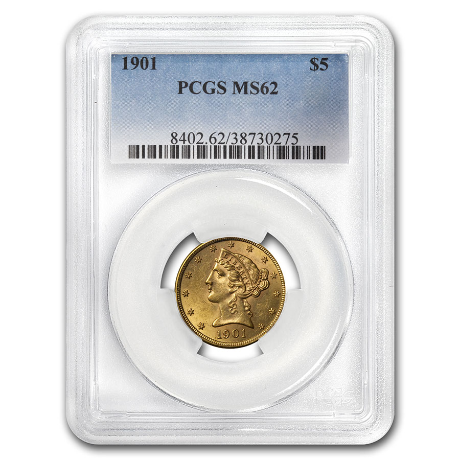 Buy 1901 $5 Liberty Gold Half Eagle MS-62 PCGS - Click Image to Close