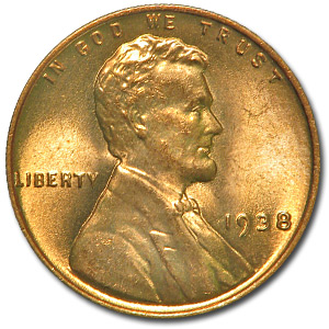 Buy 1938 Lincoln Cent BU (Red)