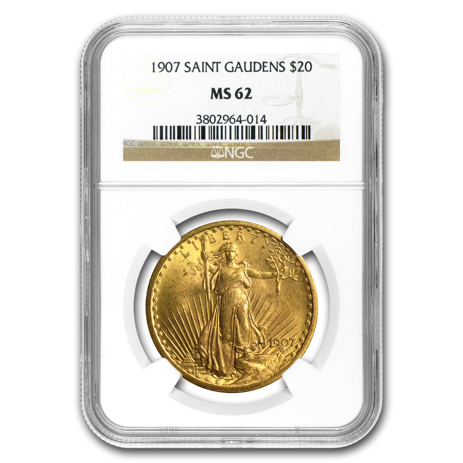 Buy 1907 $20 Saint-Gaudens Gold Double Eagle MS-62 NGC