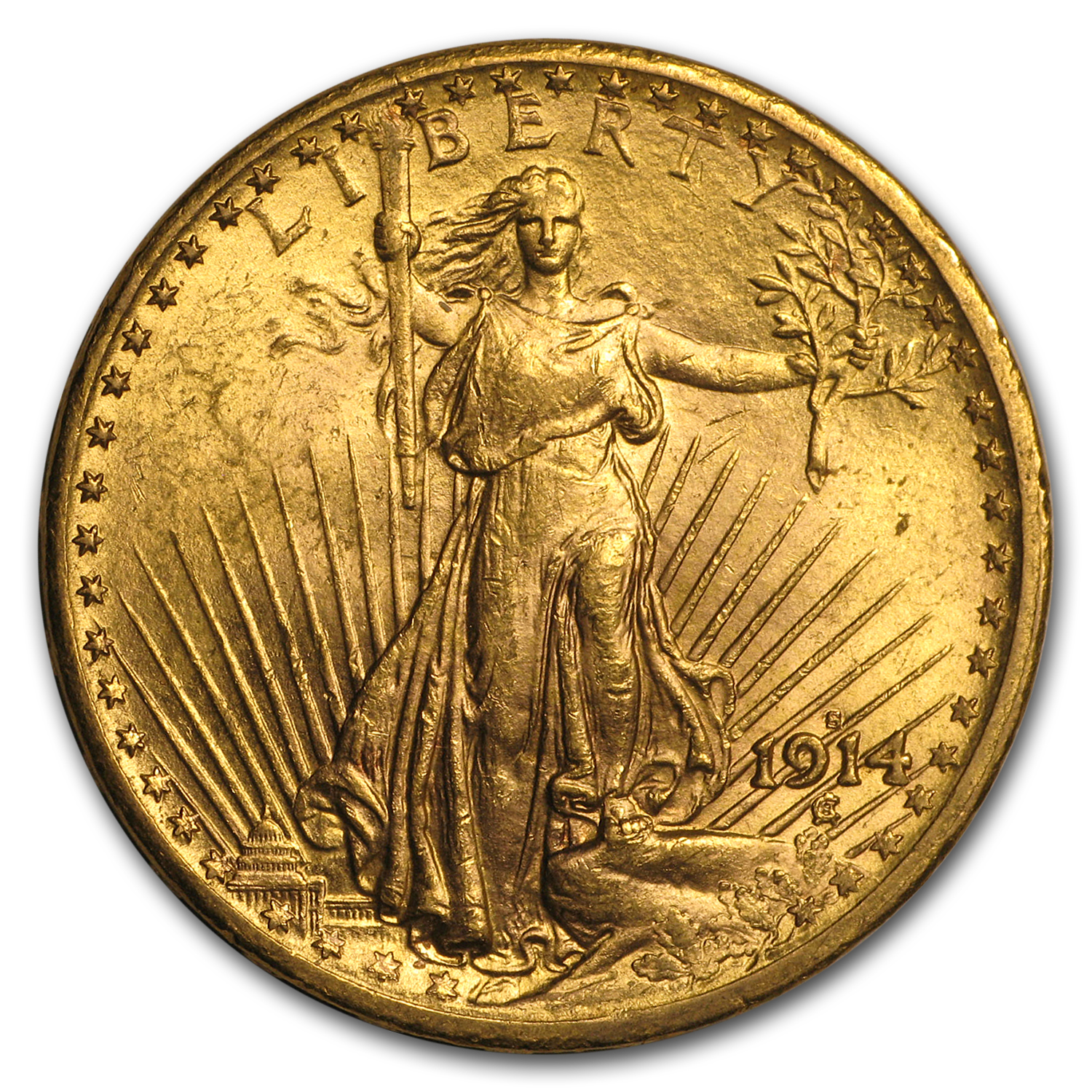 Buy 1914-S $20 Saint-Gaudens Gold Double Eagle AU