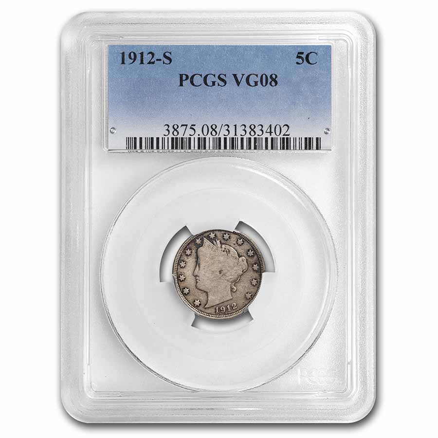 Buy 1912-S Liberty Head V Nickel VG-8 PCGS