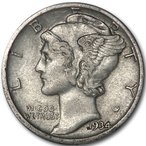 Buy 1934 Mercury Dime XF