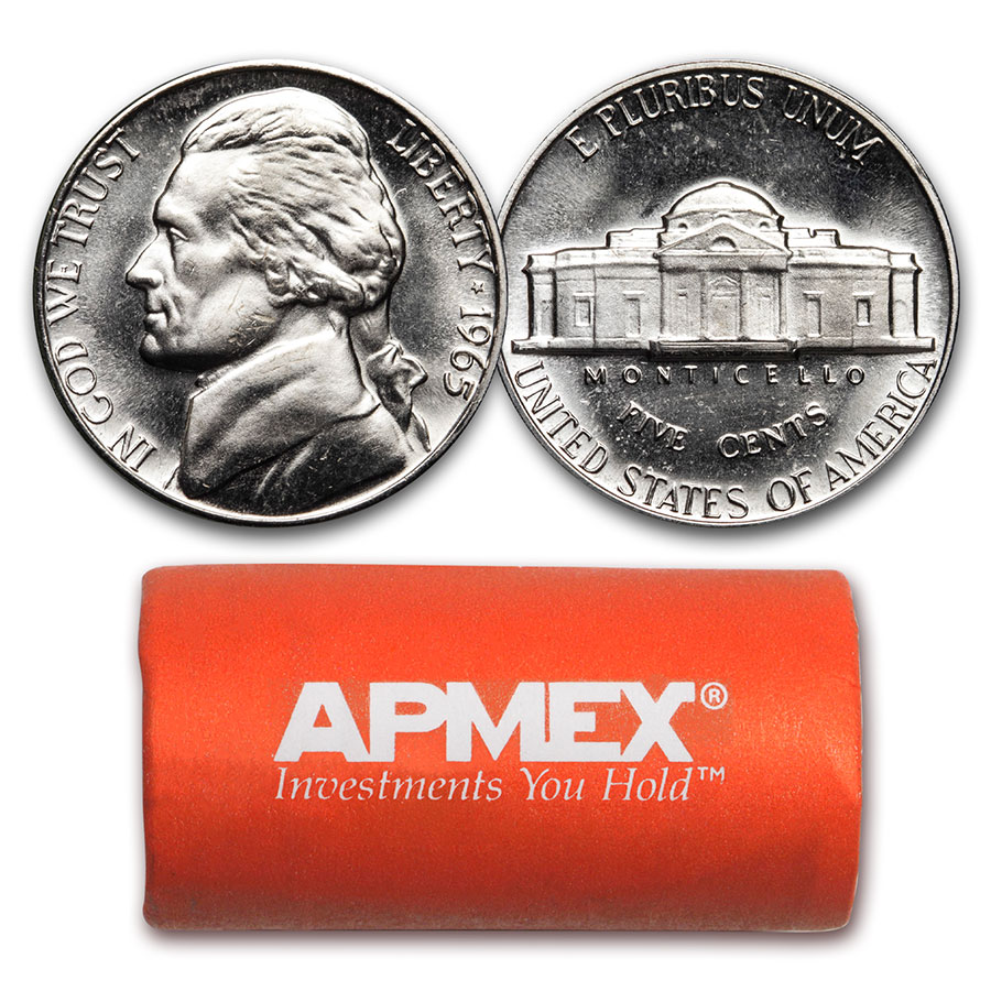 Buy 1965 Jefferson Nickel 40-Coin Roll SMS