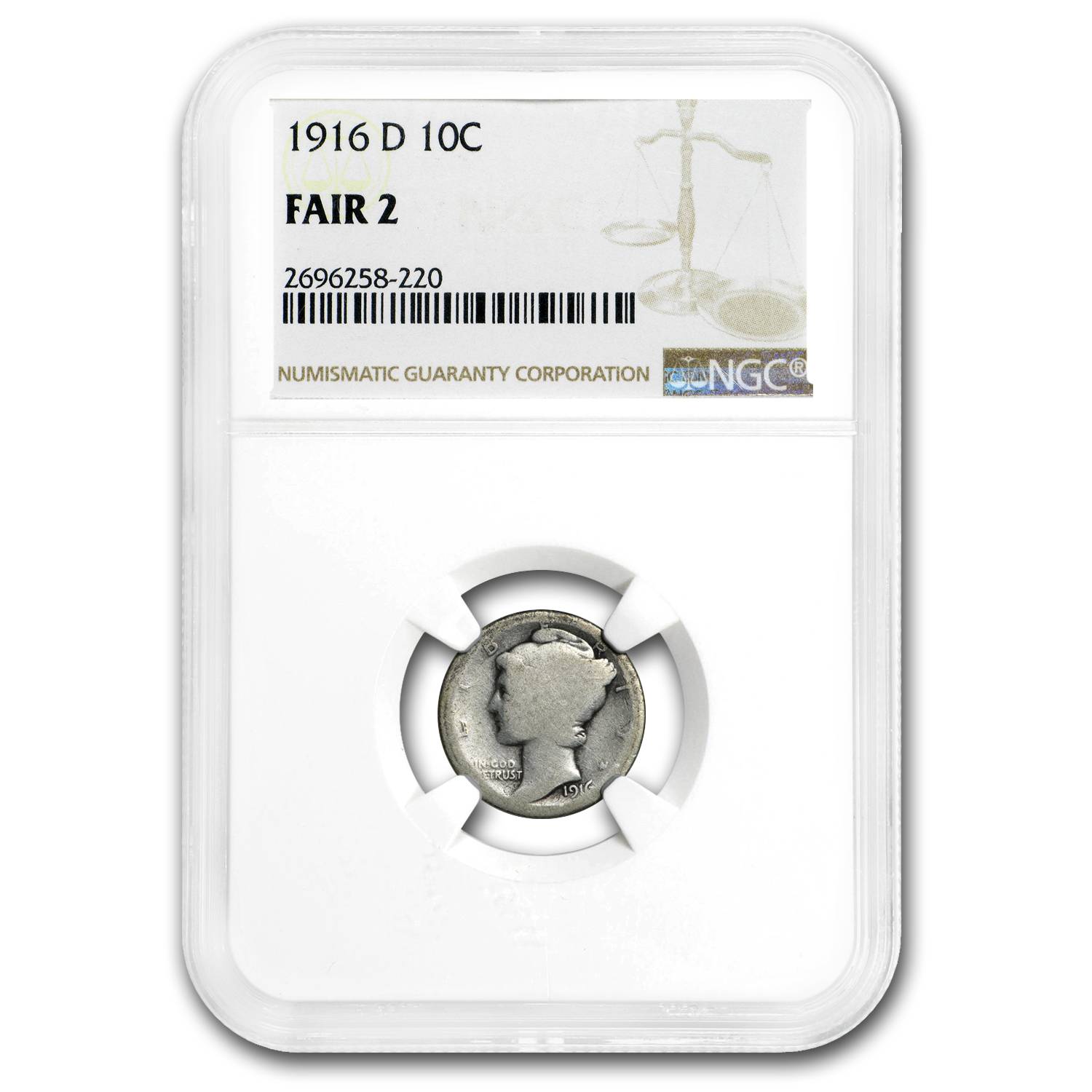 Buy 1916-D Mercury Dime Fair-2 NGC