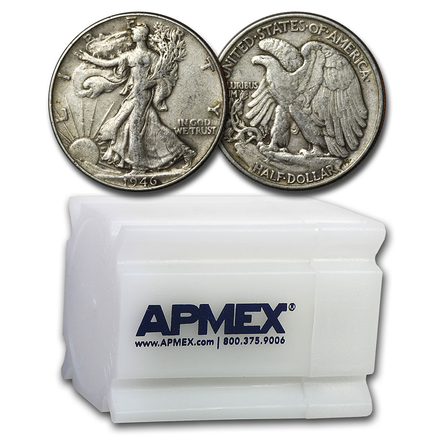 Buy 1946 Walking Liberty Halves 20-Coin Roll XF