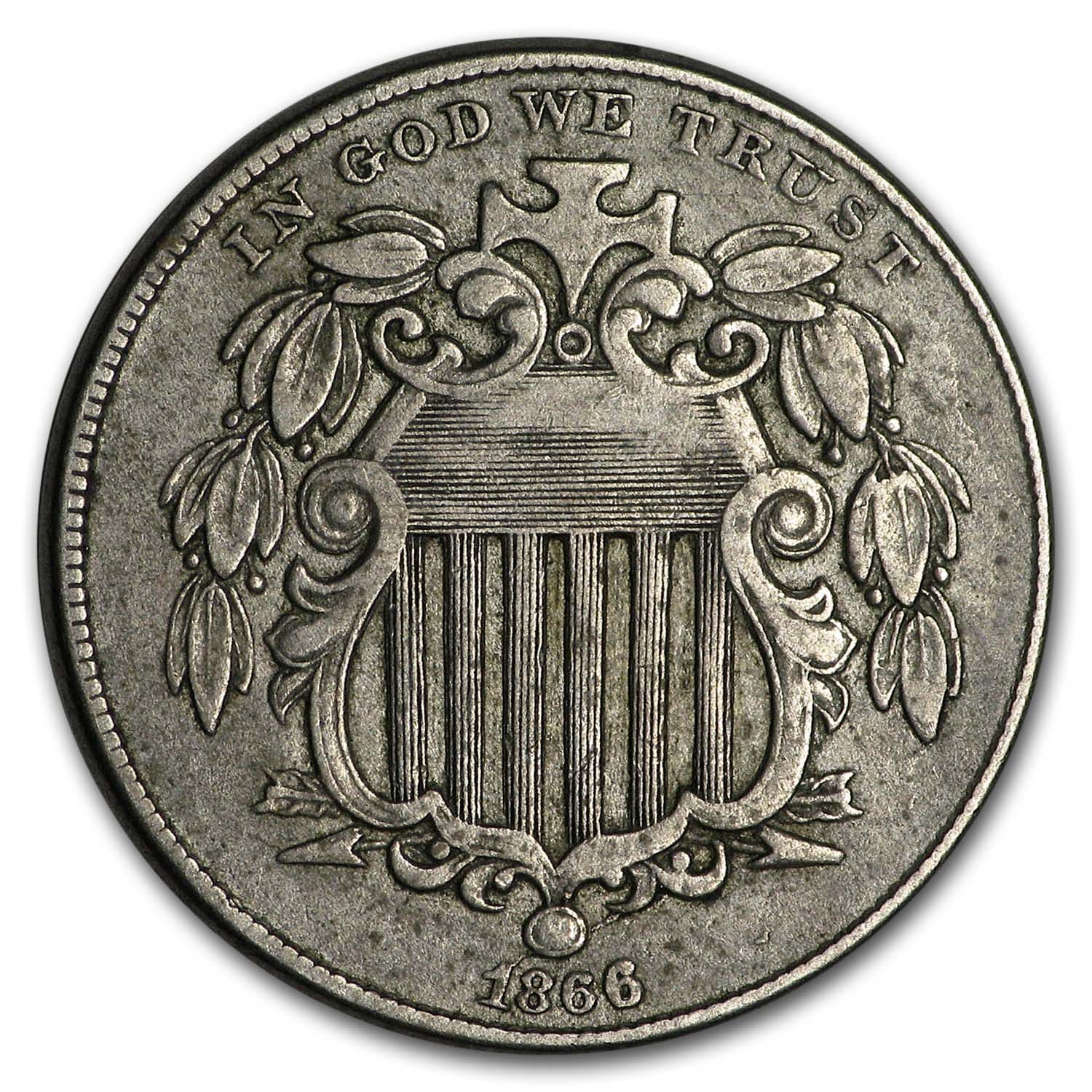 Buy 1866 Shield Nickel w/Rays XF