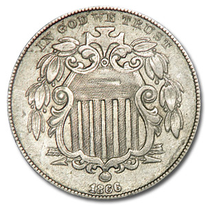 Buy 1866 Shield Nickel w/Rays BU