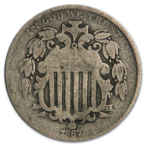 Buy 1867 Shield Nickel w/Rays VG