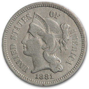 Buy 1881 3 Cent Nickel Fine