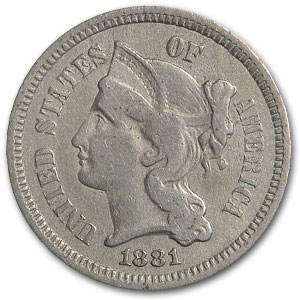 Buy 1881 3 Cent Nickel Fine