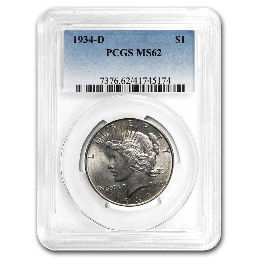 Buy 1934-D Peace Dollar MS-62 PCGS