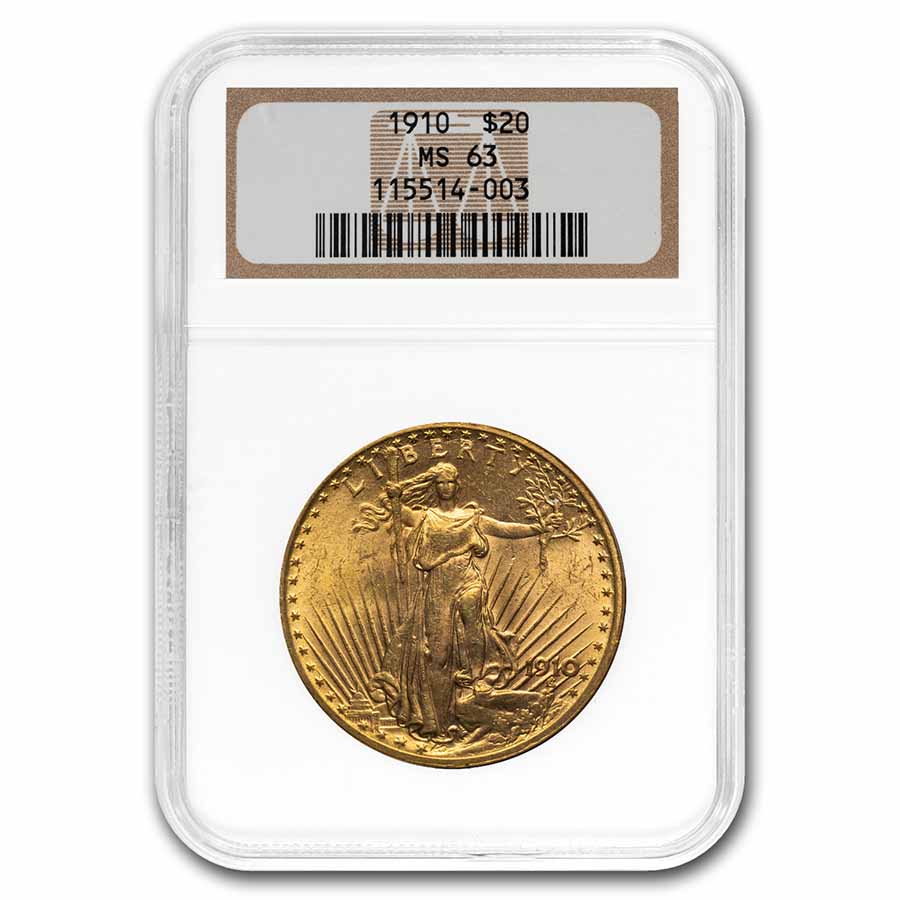 Buy 1910 $20 Saint-Gaudens Gold Double Eagle MS-63 NGC