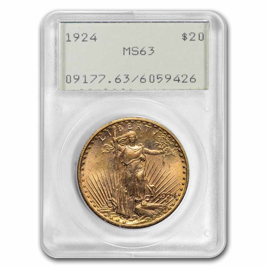 Buy 1924 $20 Saint-Gaudens Gold Double Eagle MS-63 PCGS (Rattler)