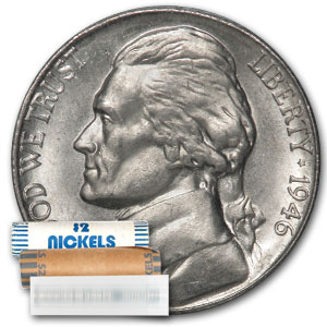 Buy 1946 Jefferson Nickel 40-Coin Roll BU