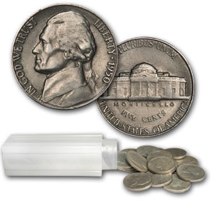 Buy 1950 Jefferson Nickel 40-Coin Roll Avg Circ