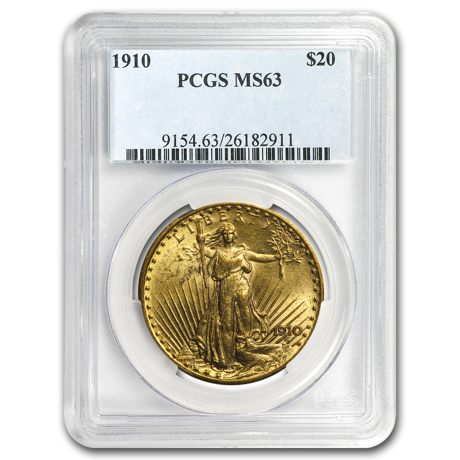 Buy 1910 $20 Saint-Gaudens Gold Double Eagle MS-63 PCGS