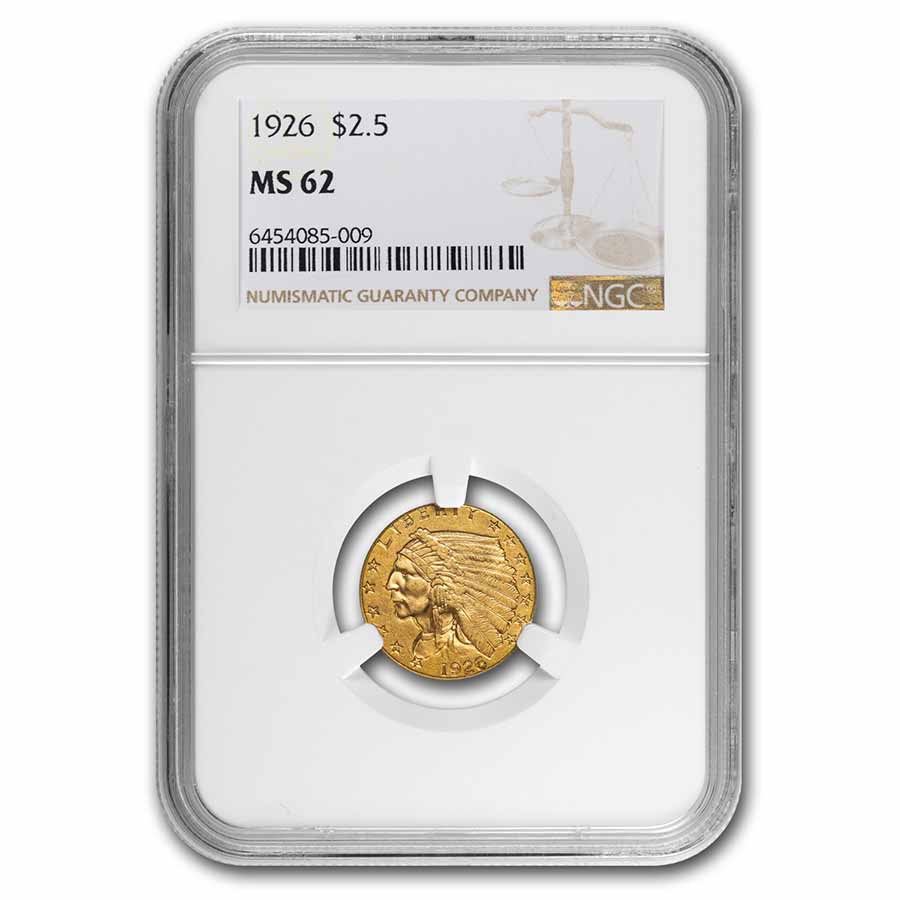 Buy 1926 $2.50 Indian Gold Quarter Eagle MS-62 NGC