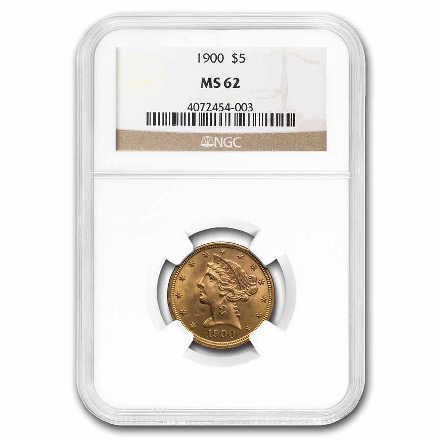 Buy 1900 $5 Liberty Gold Half Eagle MS-62 NGC - Click Image to Close