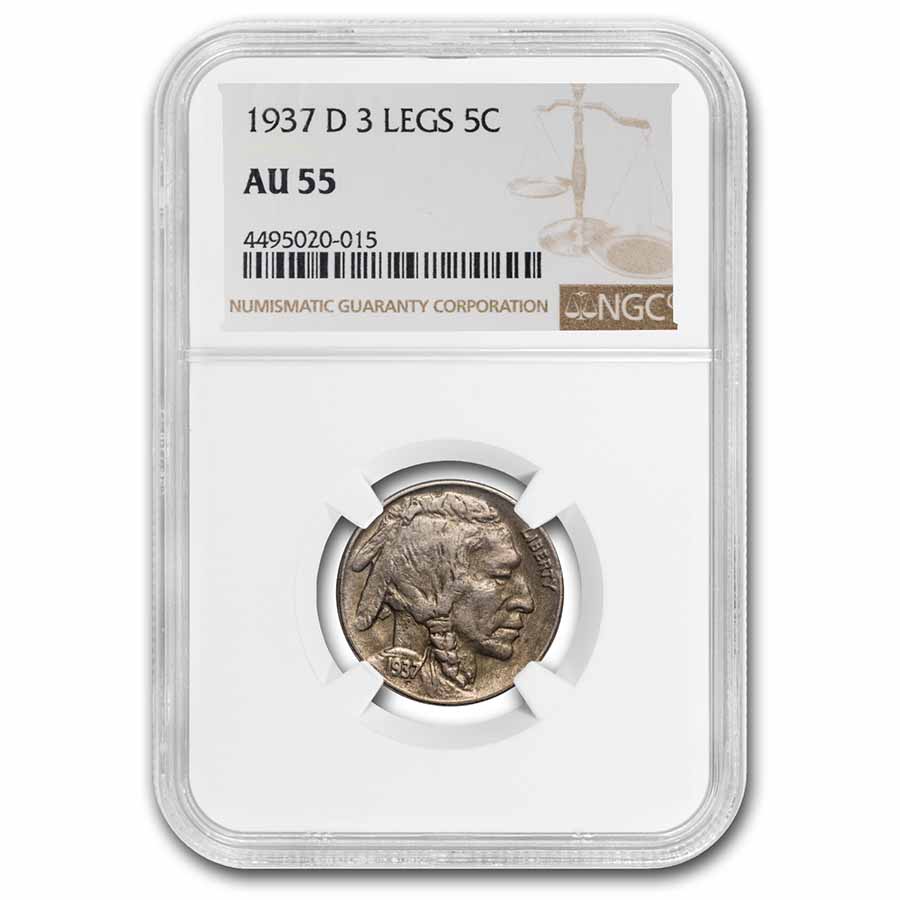 Buy 1937-D 3 Legged Buffalo Nickel AU-55 NGC