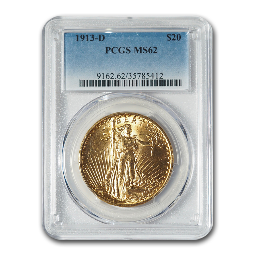 Buy 1913-D $20 Saint-Gaudens Gold Double Eagle MS-62 PCGS