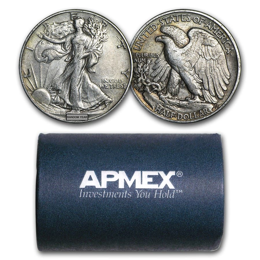 Buy 90% Silver Walking Liberty Halves $10 20-Coin Roll XF