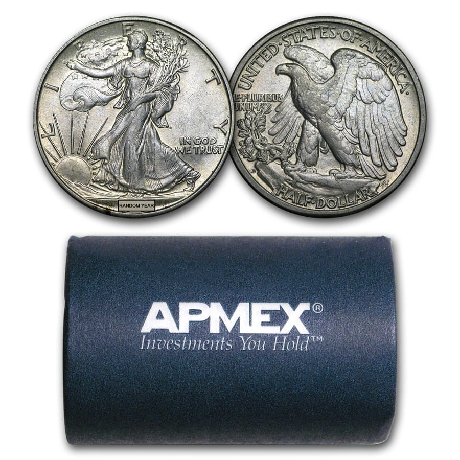 Buy 90% Silver Walking Liberty Halves $10 20-Coin Roll AU