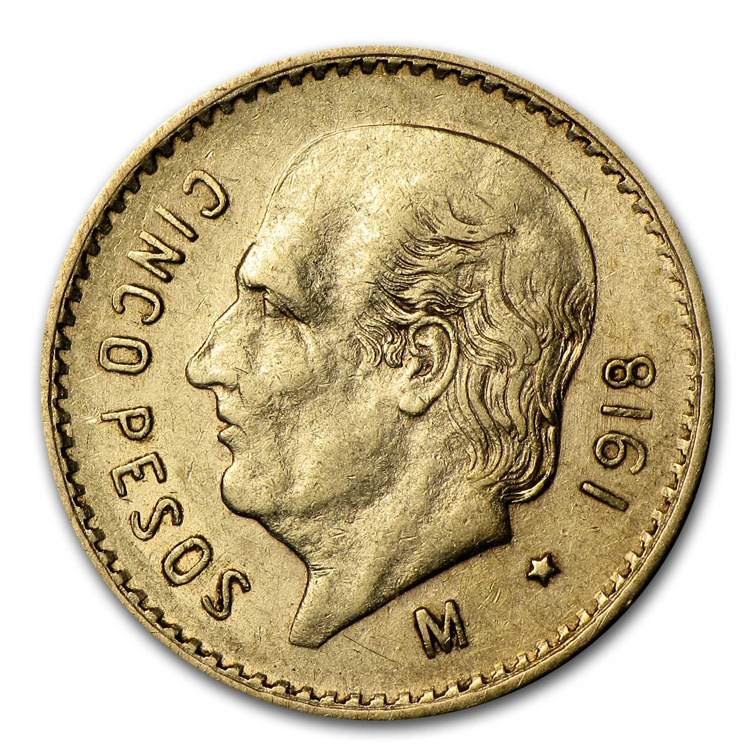 Buy 1918 Mexico Gold 5 Pesos AU