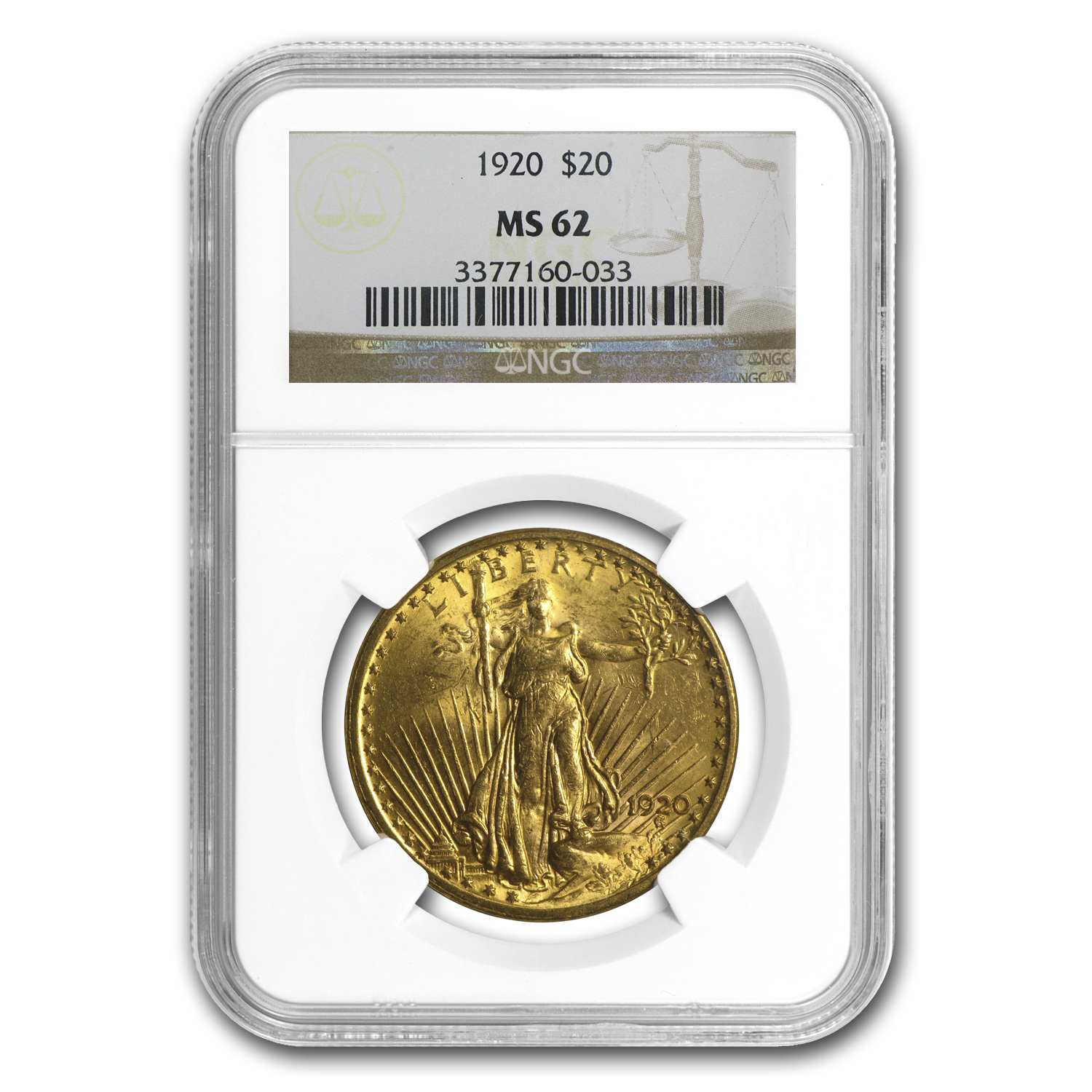 Buy 1920 $20 Saint-Gaudens Gold Double Eagle MS-62 NGC