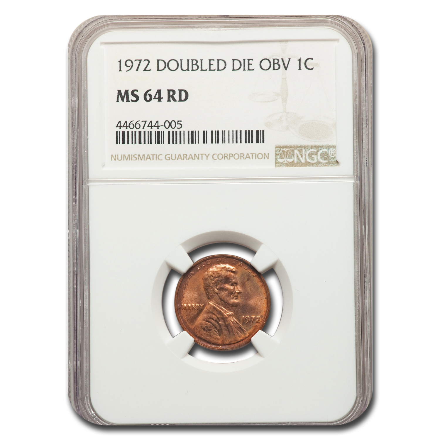 Buy 1972 Lincoln Cent Double Die Obverse MS-64 NGC (Red)