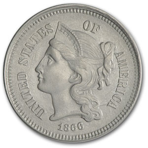 Buy 1866 3 Cent Nickel AU