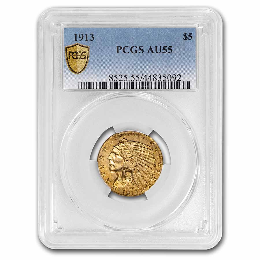 Buy 1913 $5 Indian Gold Half Eagle AU-55 PCGS