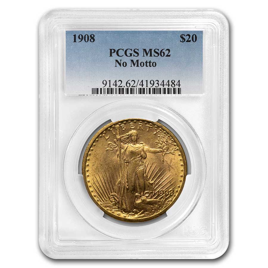 Buy 1908 $20 Saint-Gaudens Gold Double Eagle No Motto MS-62 PCGS