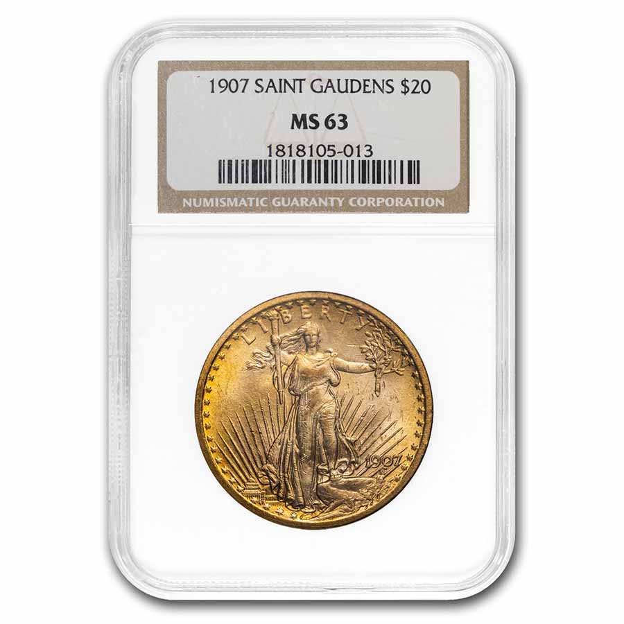Buy 1907 $20 Saint-Gaudens Gold Double Eagle MS-63 NGC