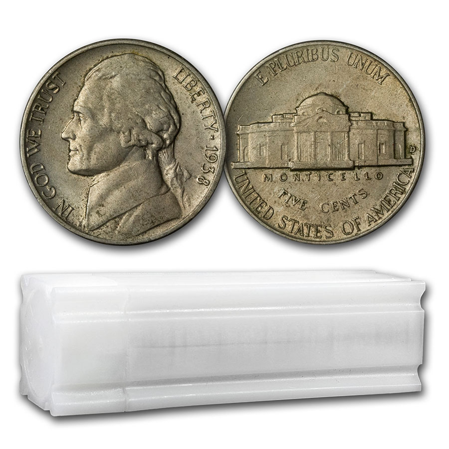 Buy 1938-D Jefferson Nickel 40-Coin Roll Avg Circ
