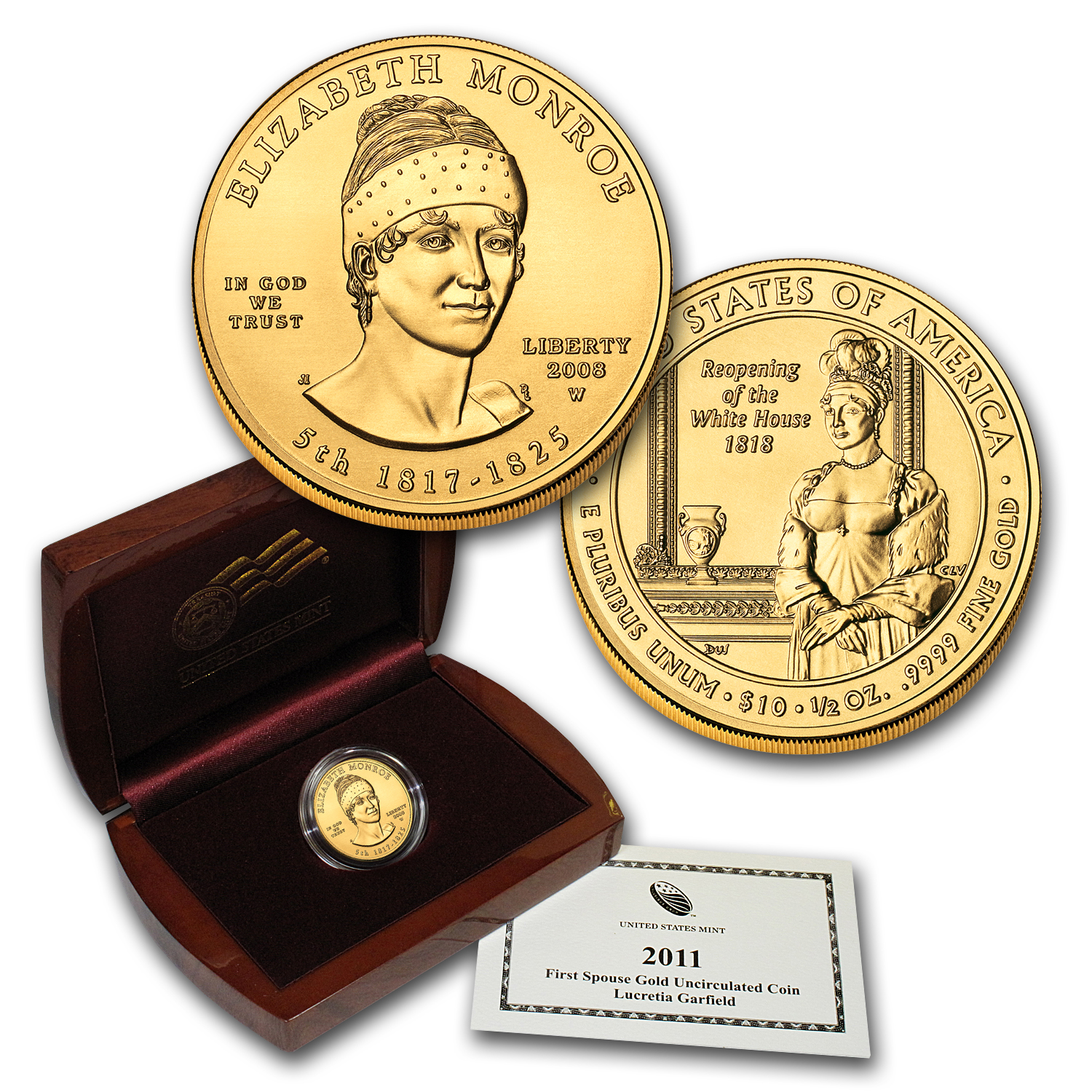 Buy 2008-W 1/2 oz Gold Elizabeth Monroe BU (w/Box & COA)