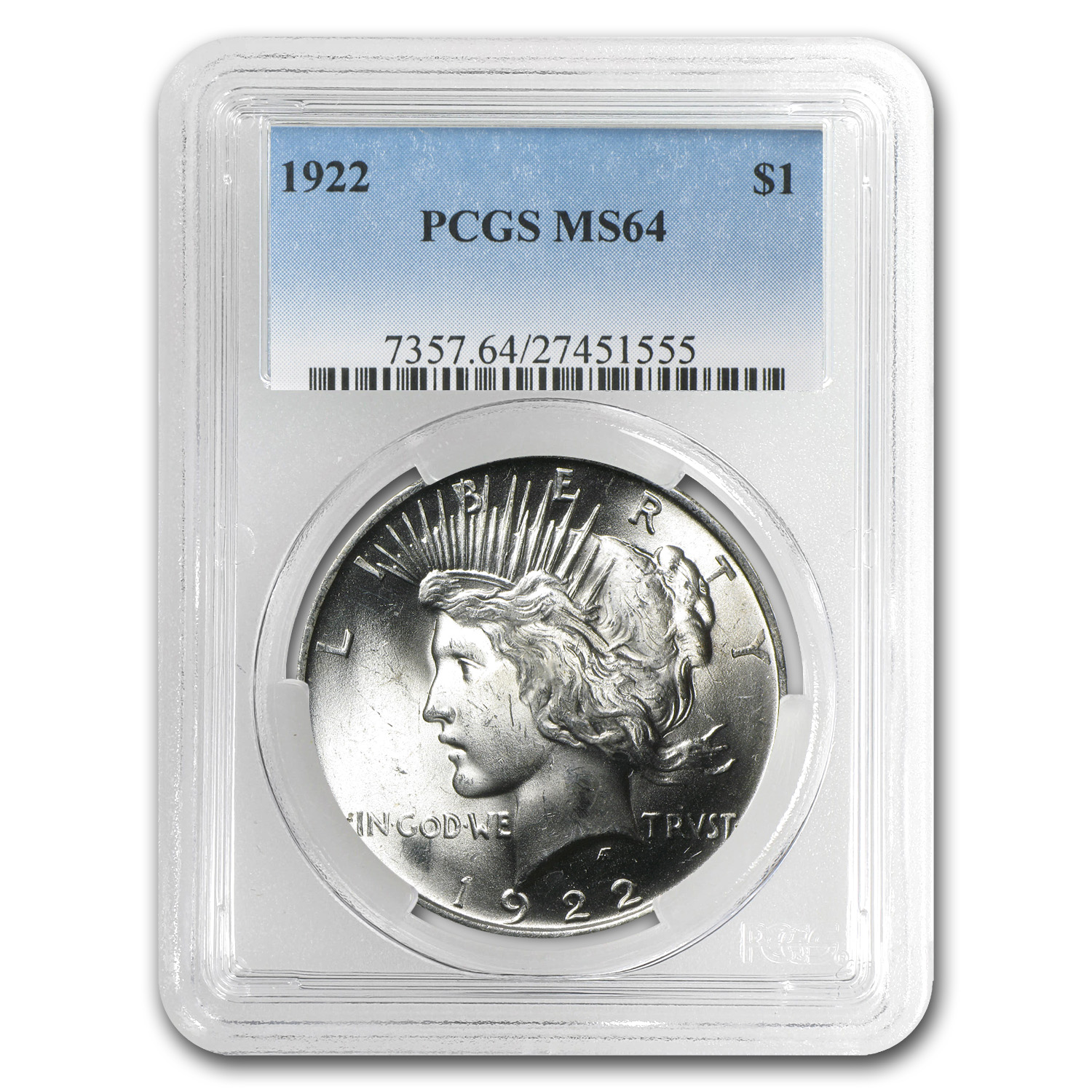 Buy 1922 Peace Dollar MS-64 PCGS