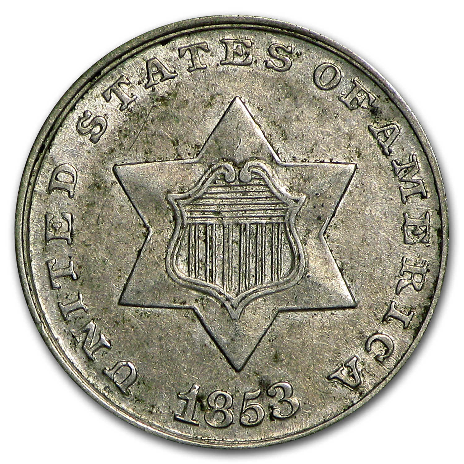Buy 1853 Three Cent Silver AU - Click Image to Close