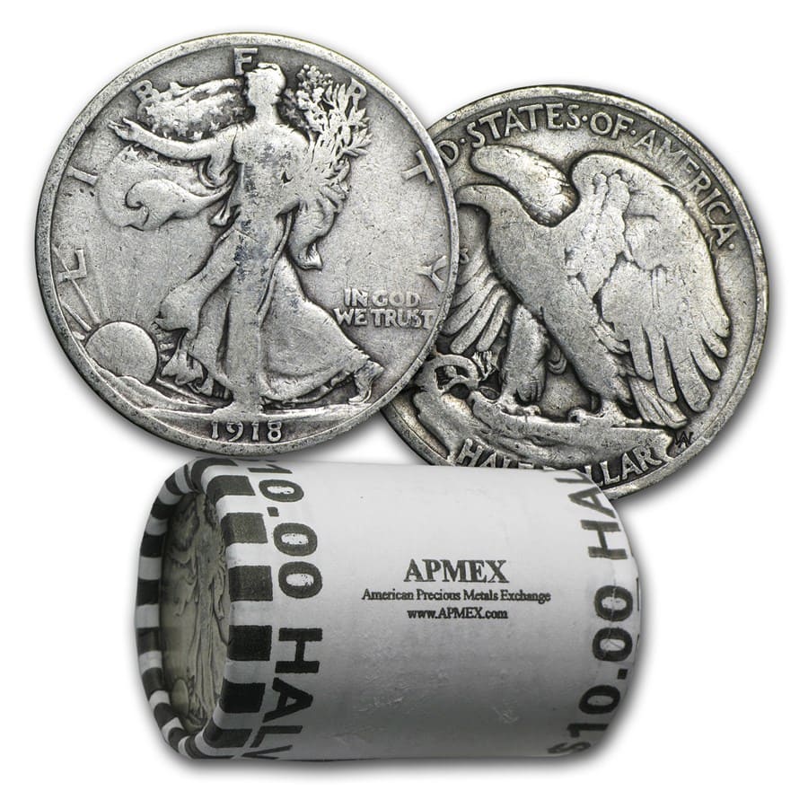 Buy 90% 1916-1929 Silver Walking Liberty Halves $10 20-Coin Roll
