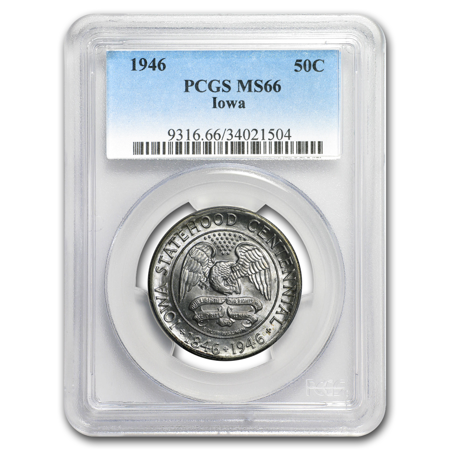 Buy 1946 Iowa Centennial Half Dollar MS-66 PCGS