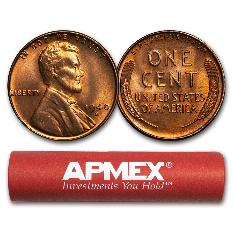 Buy 1940-S Lincoln Cent 50-Coin Roll BU
