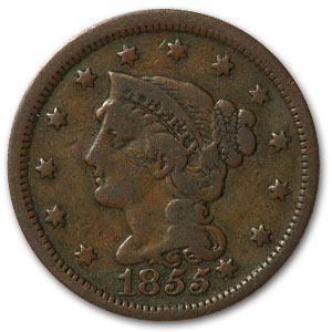 Buy 1855 Large Cent Knob on Ear VF