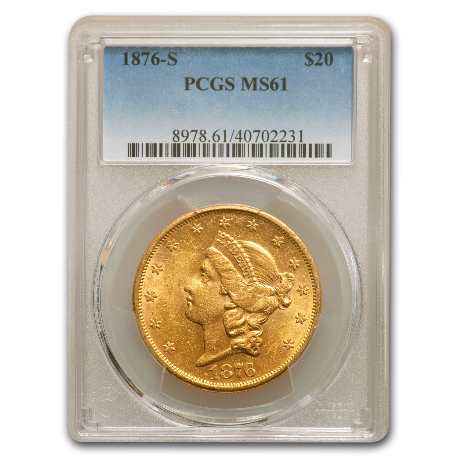 Buy 1876-S $20 Liberty Gold Double Eagle MS-61 PCGS