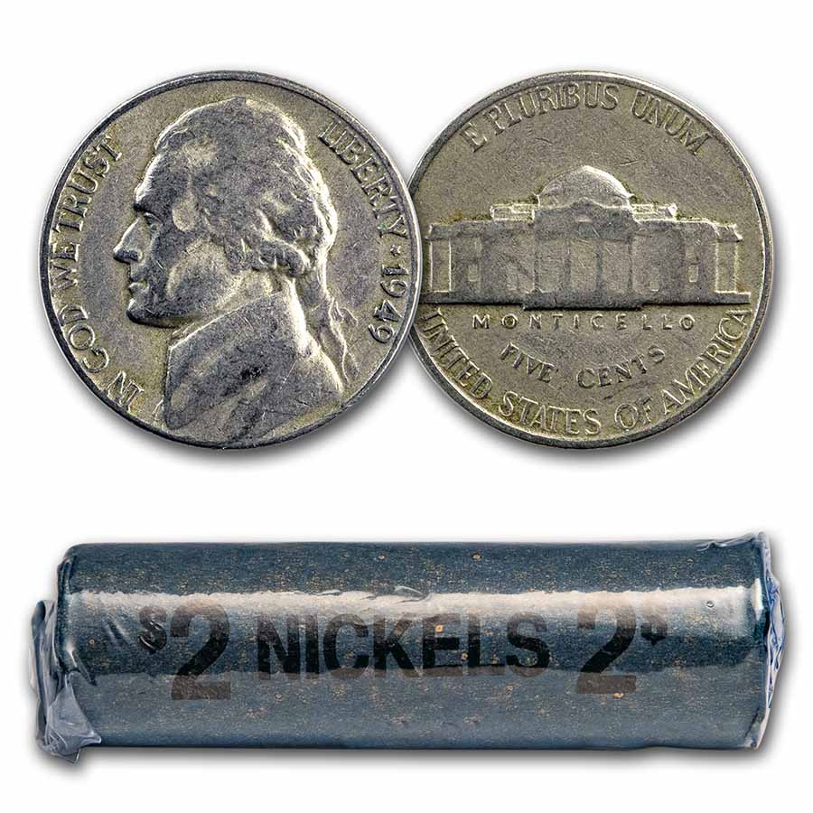 Buy 1949 Jefferson Nickel 40-Coin Roll Avg Circ