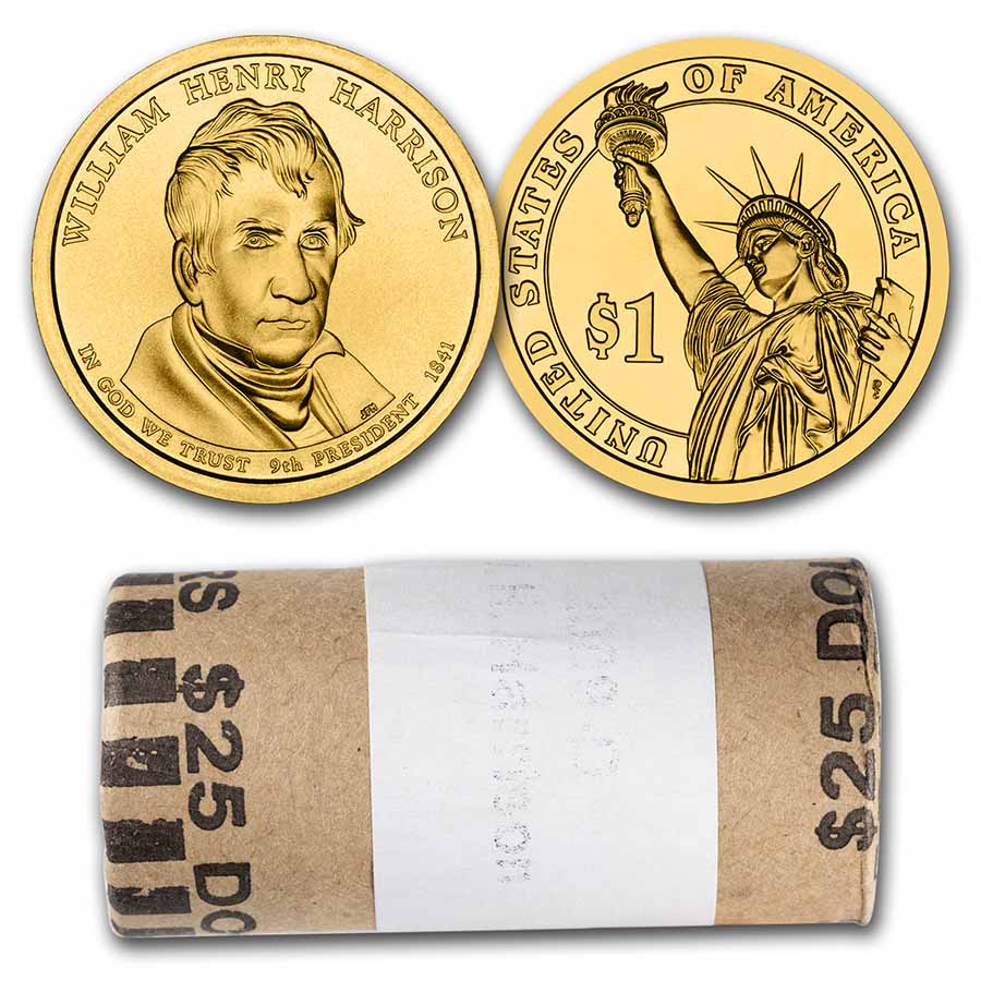 Buy 2009-D William Harrison 25-Coin Presidential Dollar Roll
