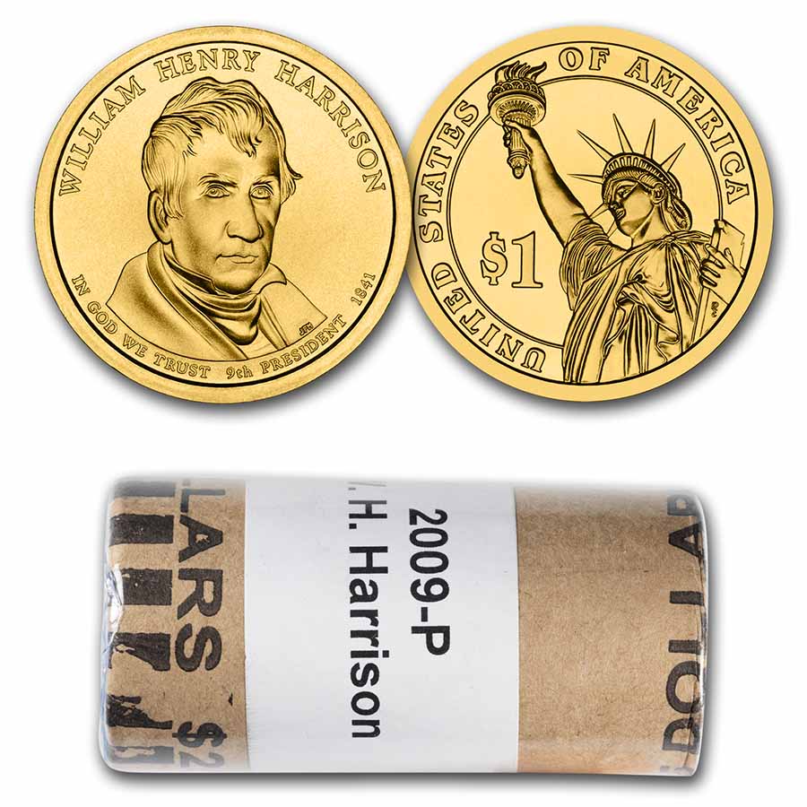 Buy 2009-P William Harrison 25-Coin Presidential Dollar Roll