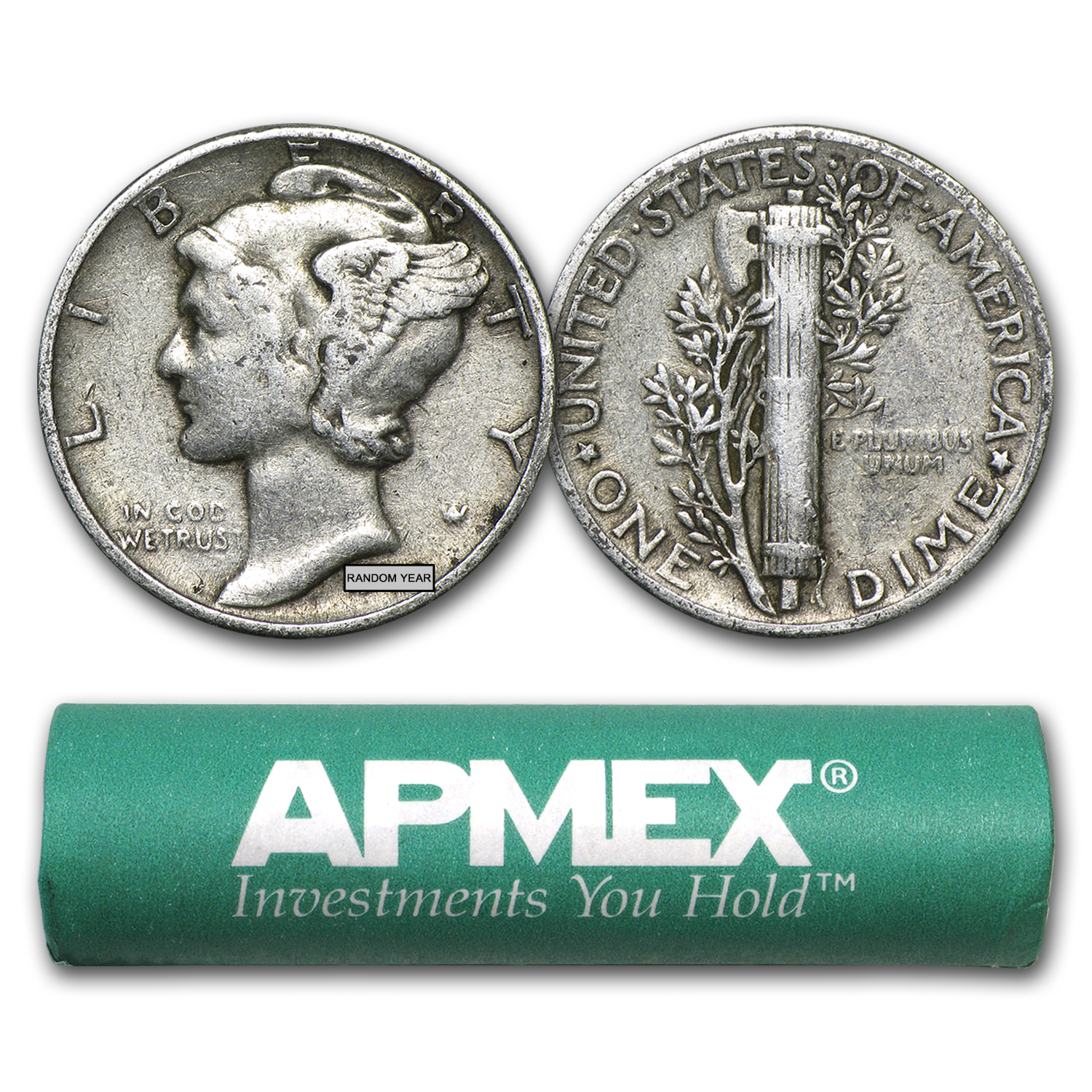 Buy 90% Silver Mercury Dime 50-Coin Roll Avg Circ